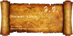 Harman Vince névjegykártya